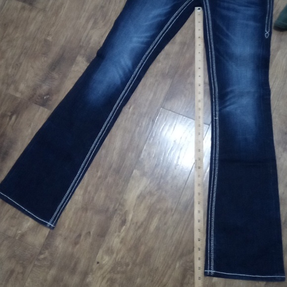 Rock Revival Women's 26 Bootcut Heather Embellished Shimmer Flap Pockets NWT - Picture 11 of 12